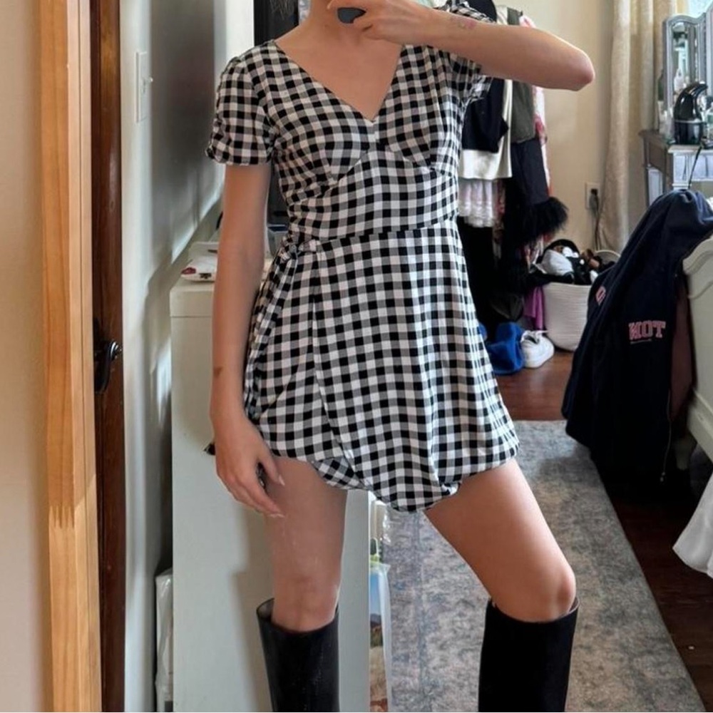 Abercrombie and fitch checked romper xs